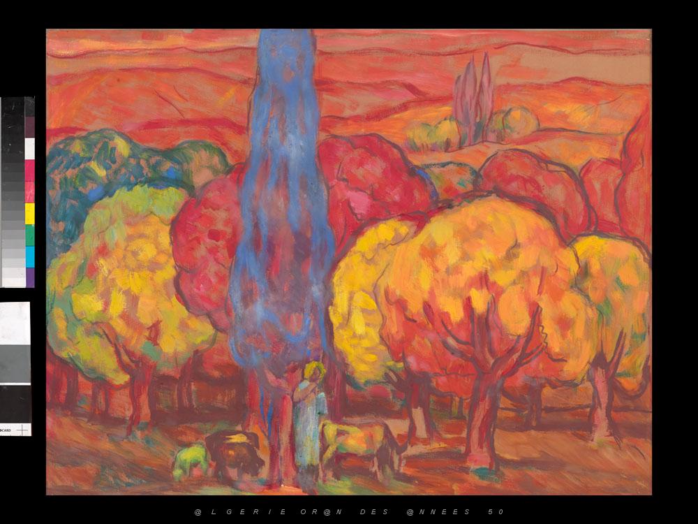 AUGUSTIN FERRANDO 1880-1957 15 -Automne rouge a Miliana (vers 1950 ).jpg